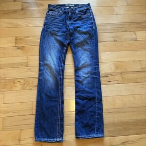 BKE Alec Jeans Mens 27x30 27R Blue Straight Leg Regular Fit Dark Wash Stretch